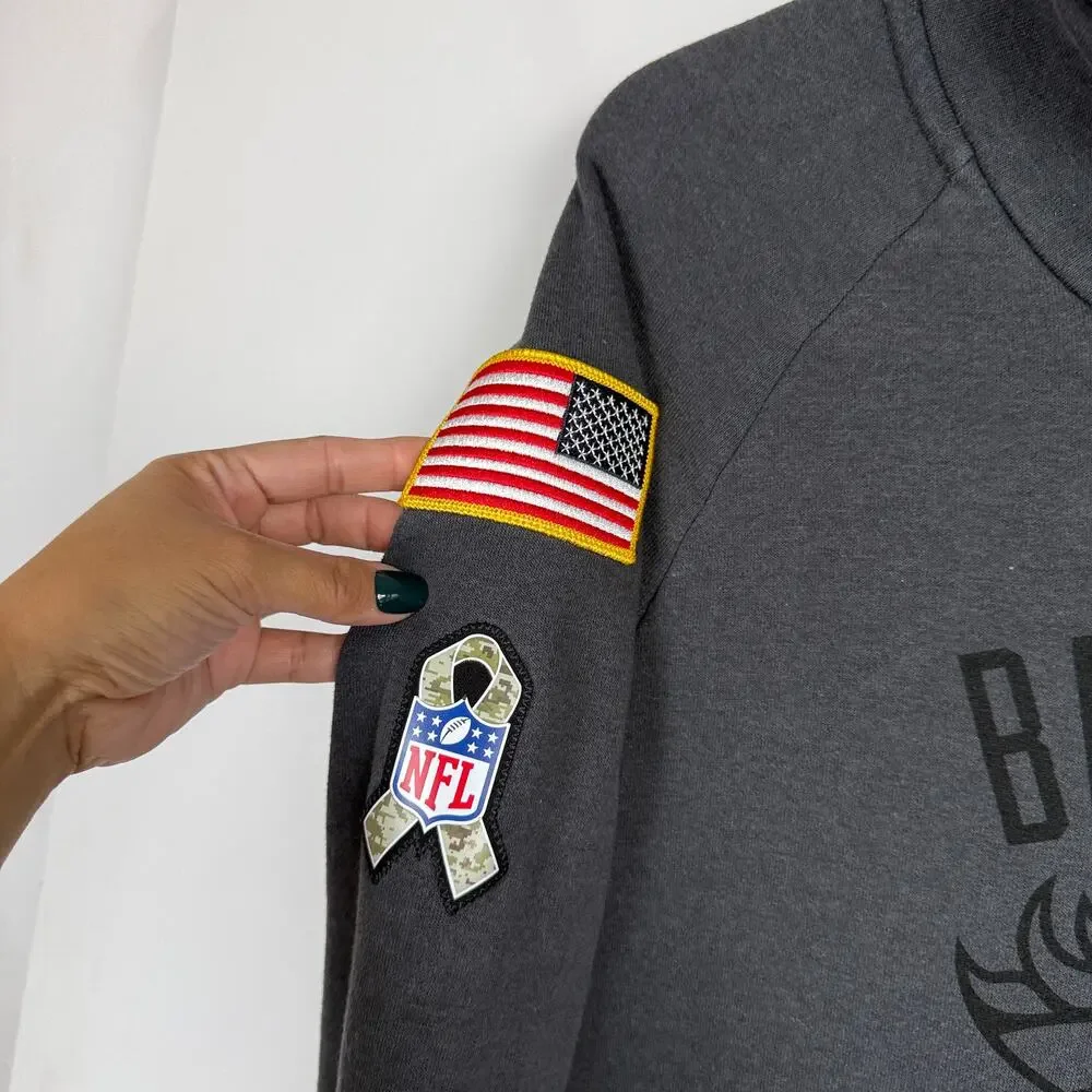 Nike Denver Broncos Salute to Service Funnel Neck Sweatshirt Gray - S